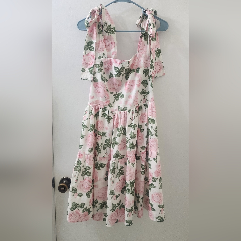 Kathleen Maeve×Grace Rose Floral Pink and‎ White Dress, Size Medium.